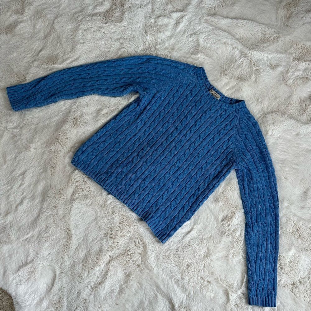 Vintage L.L. Bean blue cable knit sweater size s
